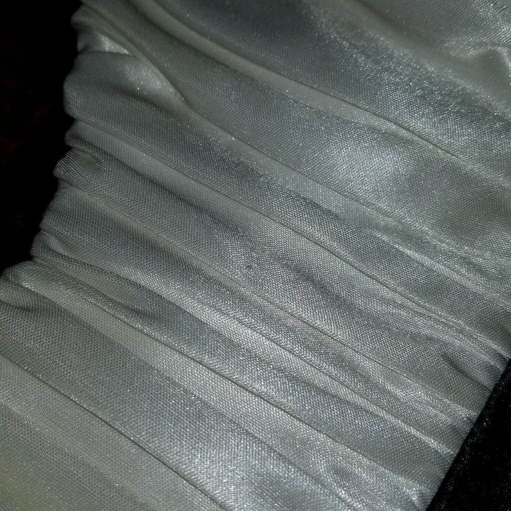White Dress with Black Ribbon & Rhinestones - Picture 4 of 8